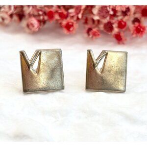 Swank Geometric Modernist 80's Style Retro Gold Toned Square Vintage  Cuff Links